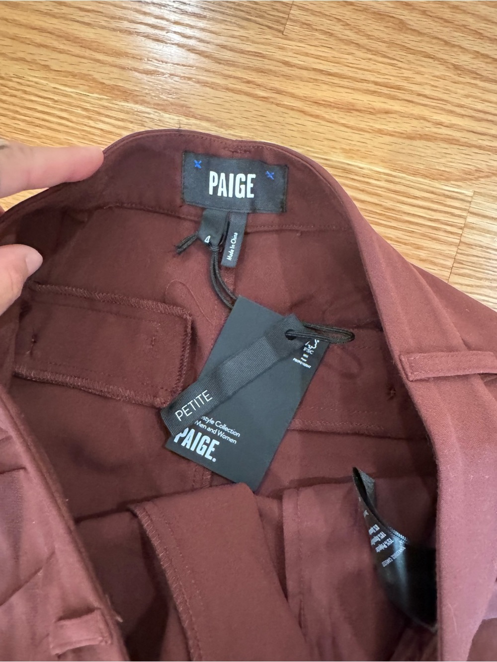 PAIGE Aracelli Pant in Mahogany NWT Sz 4 Petite - Picture 3 of 3
